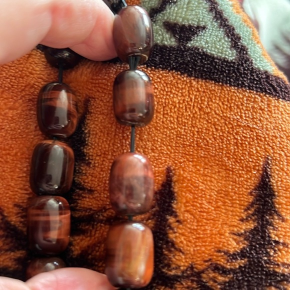 ❤️ Gorgeous Natural Barrel Red  Tiger Eye Bracelet 12x18mm Beads 48gm - Picture 11 of 11